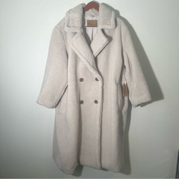 Bearpaw NWT Neutral Ivory Cream Teddy Sherpa Faux Fur Trench Coat Jacket Sz 3X - Picture 5 of 14